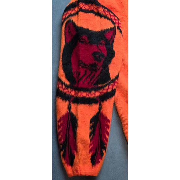Andes Artesania Med Artsy Hoodie Wolf Dreamcatcher Tribal Feathers Native Bright - Picture 9 of 10